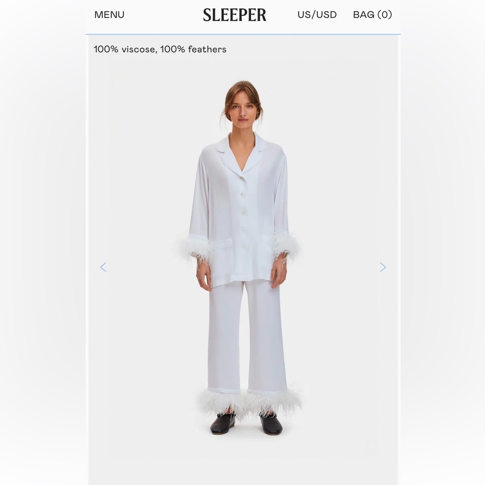 Sleeper White Party Pajamas Set Size S